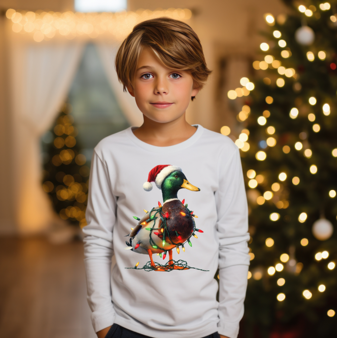 Boys Mallard Christmas Light Duck Tee