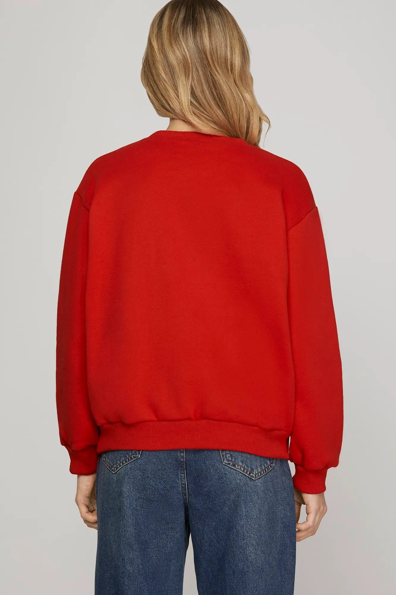 Christmas Long Sleeve Red Plaid Bow Knit Top