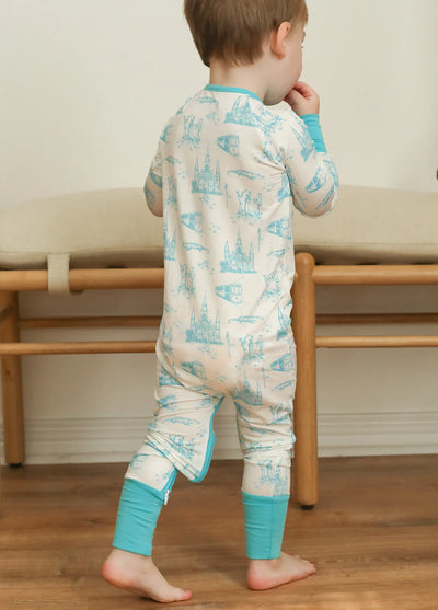 Boys or Girls Blue Toile Bamboo Sleeper