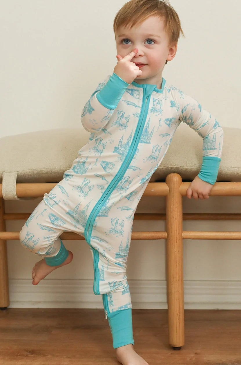 Boys or Girls Blue Toile Bamboo Sleeper