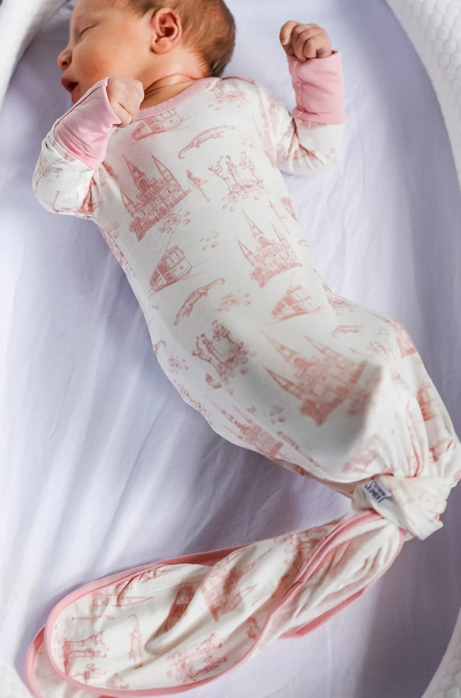 Girls Pink Toile Bamboo Knotted Gown