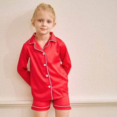 Kids Red Satin Long Sleeve Top