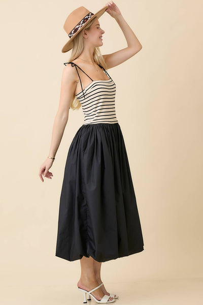 Knit and Woven Black Bubble Dress