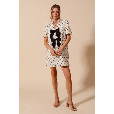 JACQUARD RIBBON SHIFT DRESS
