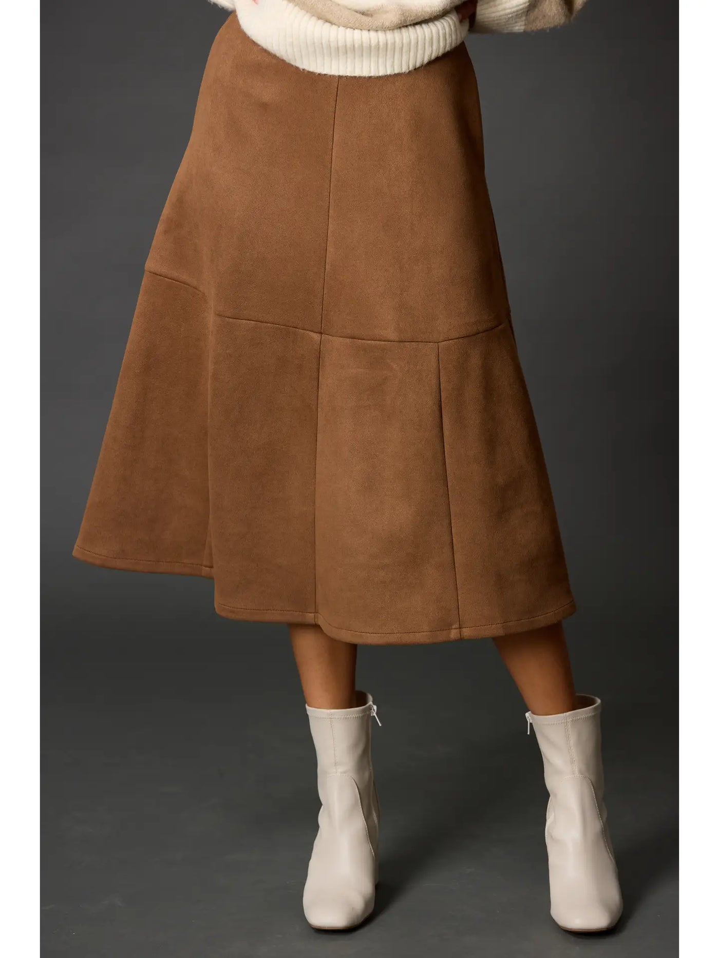 Camel Faux Suede Skirt