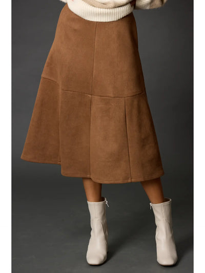 Camel Faux Suede Skirt