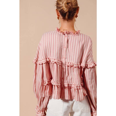 Fuchsia STRIPE REVERSIBLE FLOWY TOP