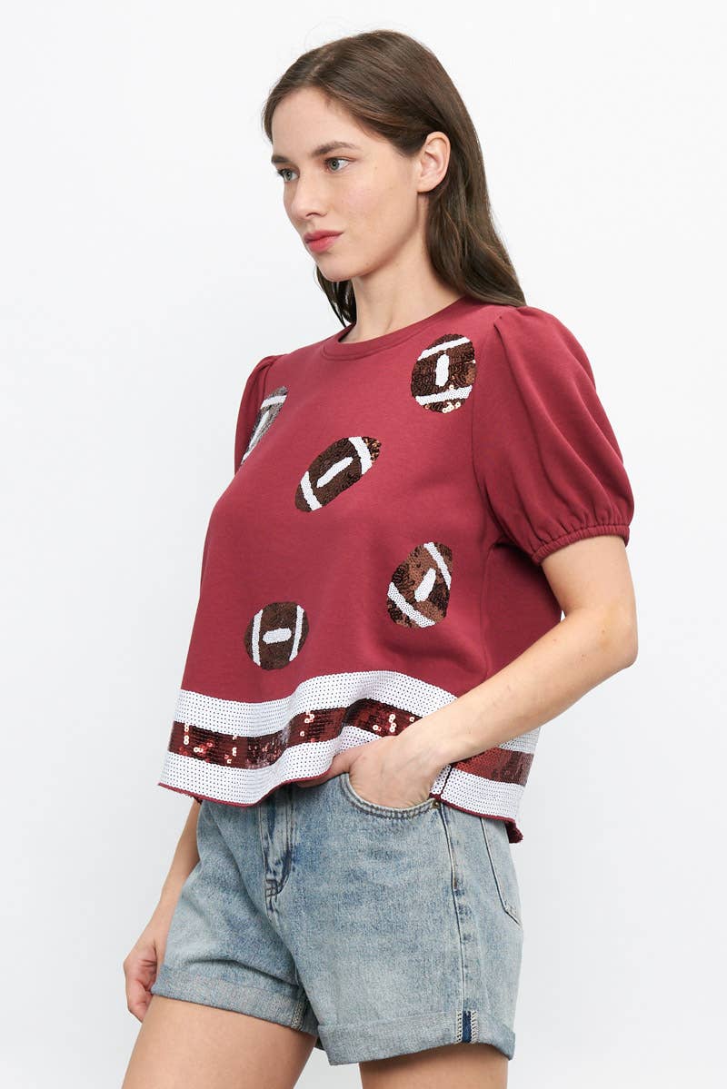 Burgundy GAMEDAY SEQUIN TOP