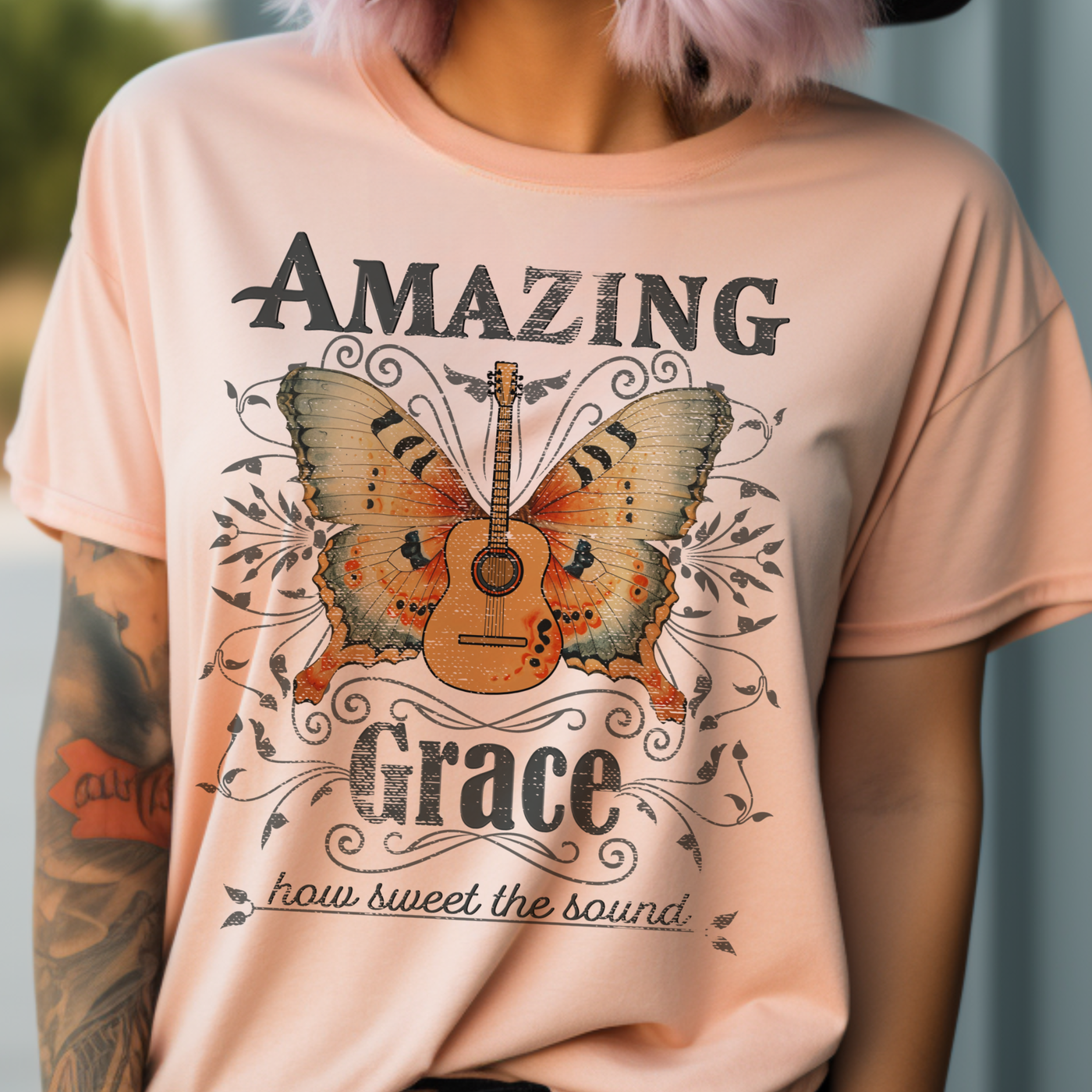 Amazing Grace Peach Boho T-Shirt
