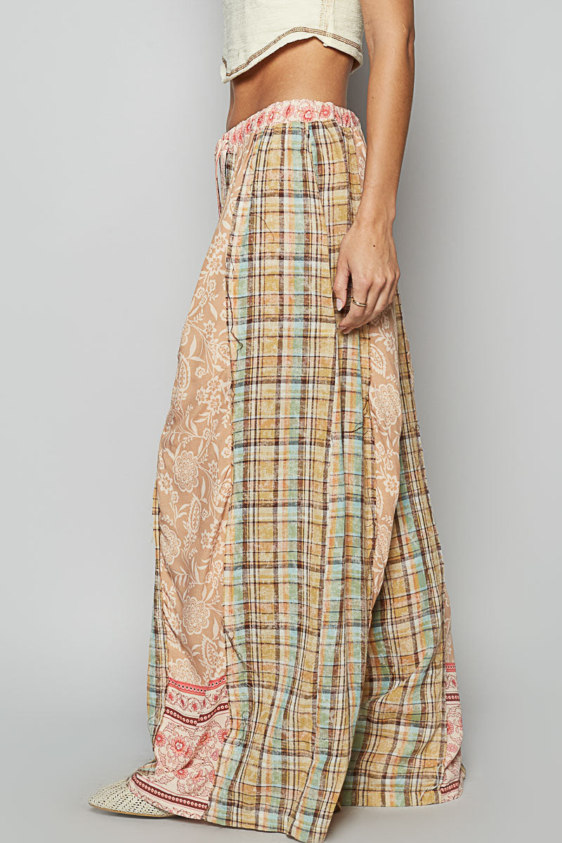 Mocha Multi Woven Wide Pants