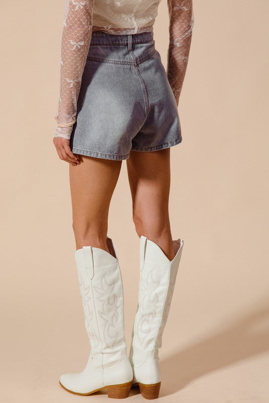 Bow Ribbon Denim Shorts