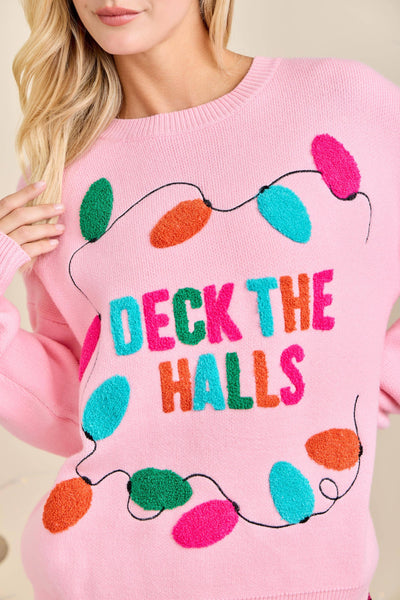 Deck the Halls Pink Sweater