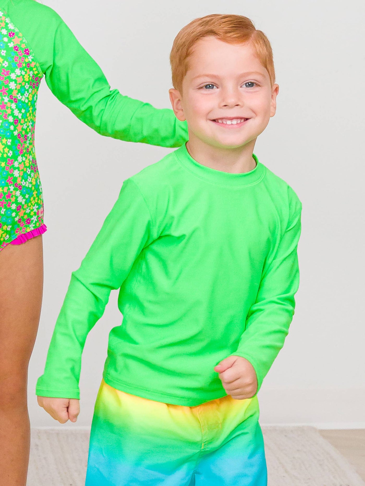 Boys Neon Lime Long Sleeve Rash Guard