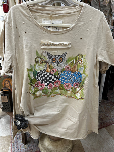 Owl & Pumpkins Tattered Tee