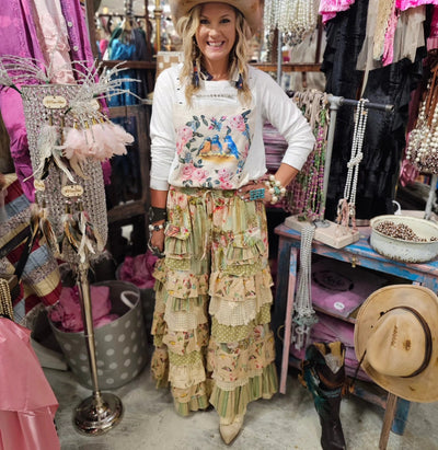 Tweet Heart Roses & Blue Birds Tattered Tee