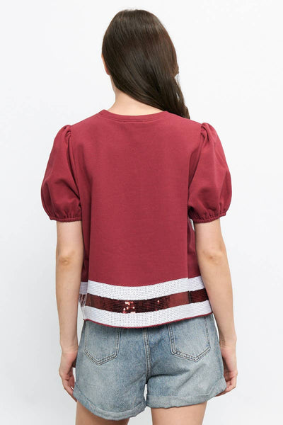 Burgundy GAMEDAY SEQUIN TOP