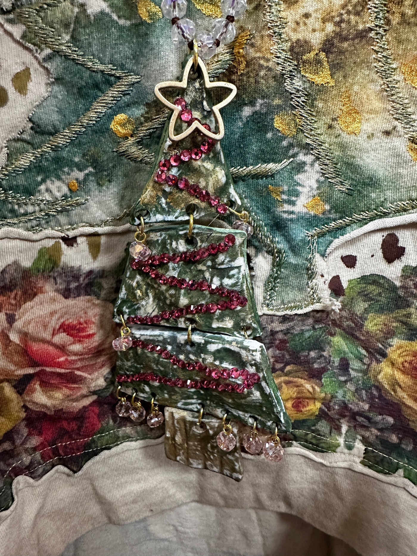 Handmade Christmas Tree Bling Necklace