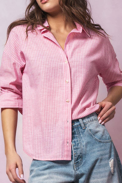 Casual Pink Button Down Shirt