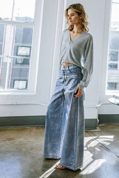 Indigo Metallic Denim Pants