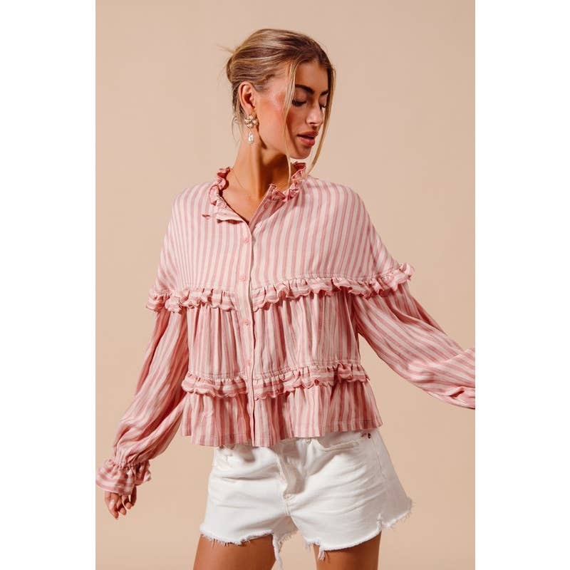 Fuchsia STRIPE REVERSIBLE FLOWY TOP