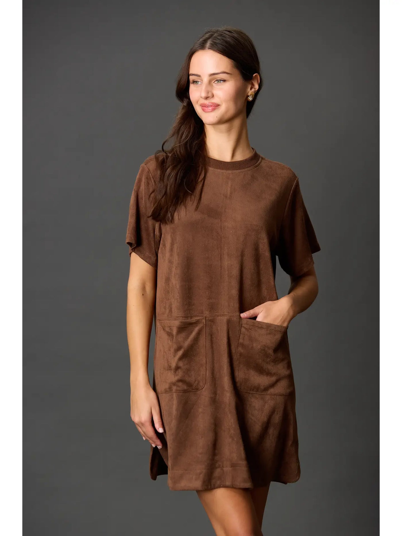 Faux Microsuede Shift Dress