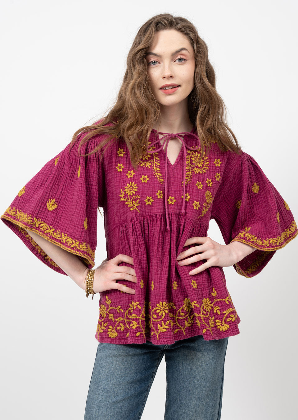 Ivy Jane Gauzee Embroidered Top