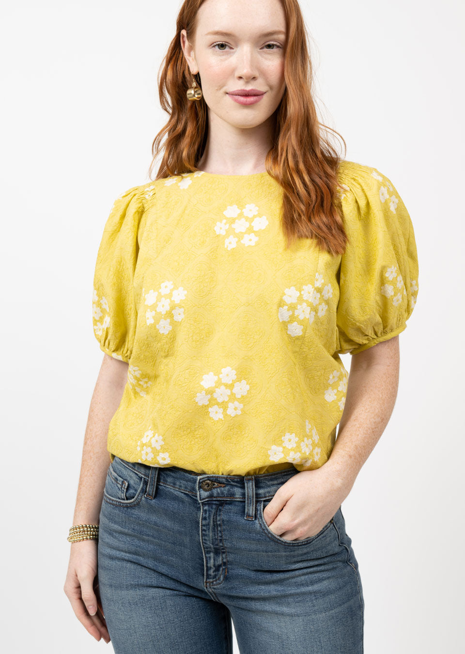 Ivy Jane Mustard Over Embroidered Top