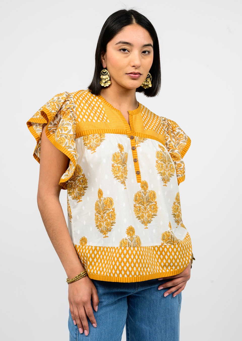 Gold Patched Patterns Top