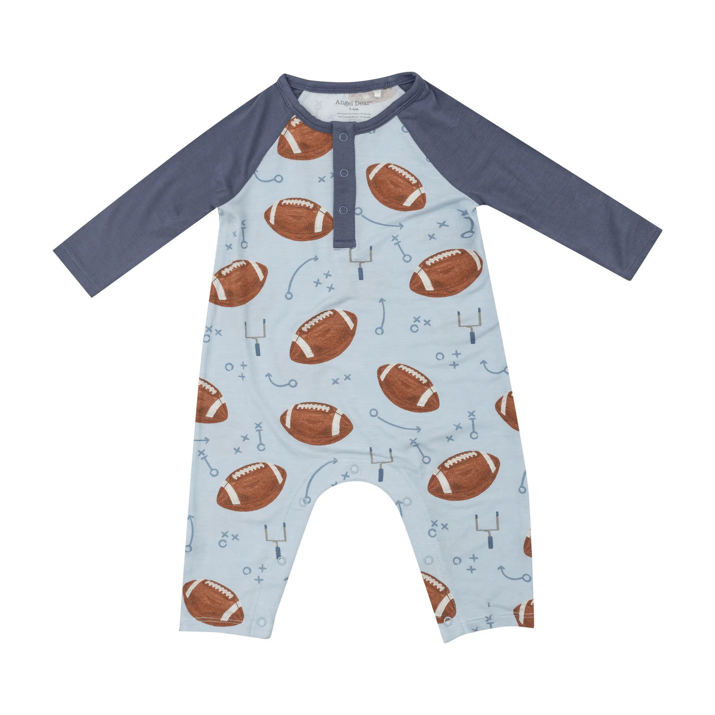 Footballs Blue Raglan Romper