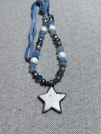 Blue and White Star Necklace