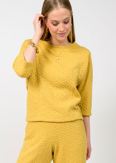 Mustard Quilted Knit Top