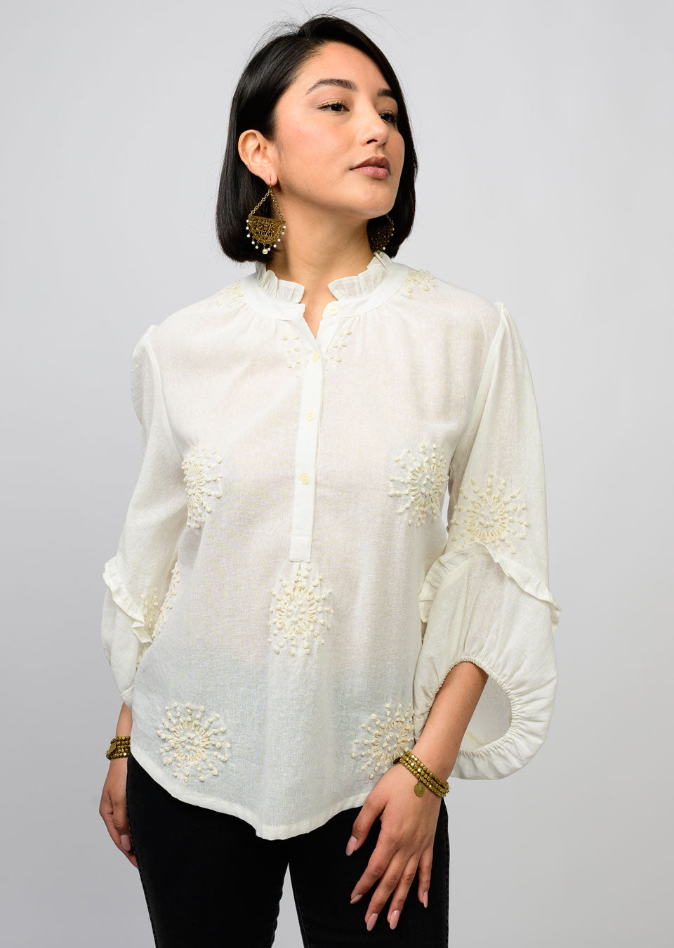 Ivory Hand Emboridered Blouse