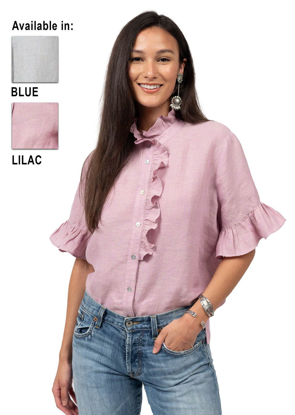 Ivy Jane Lilac Crossed Eyed Linen Top