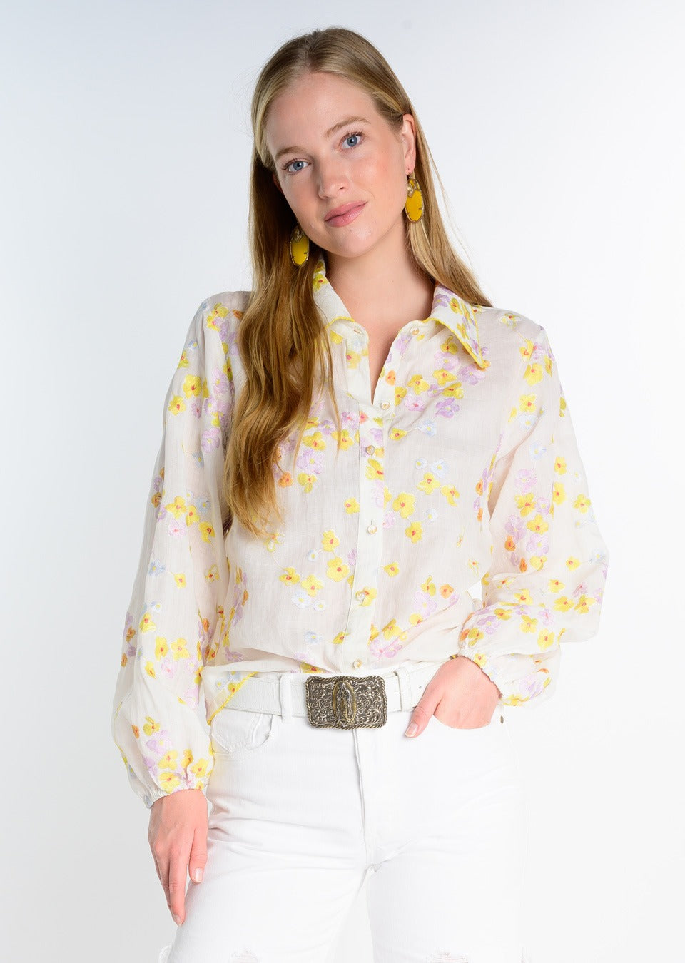 EMBROIDERED IVORY FLORAL SHIRT