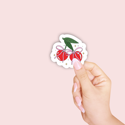 Coquette Bow Cherries Sticker