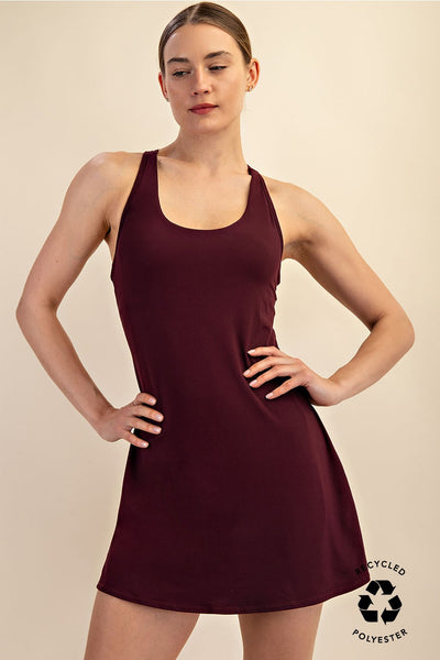 Burgundy Tennis Romper Dress