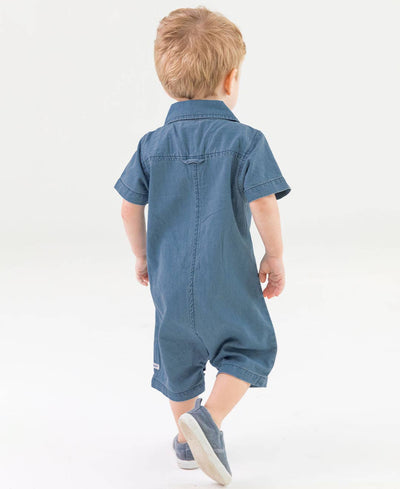 Boys Light Wash Denim Romper