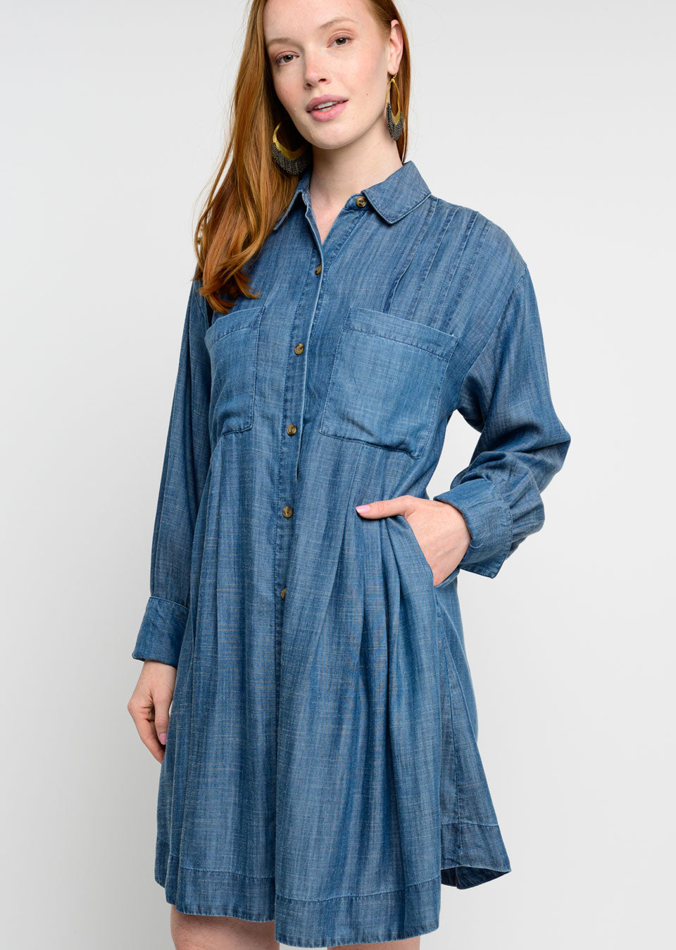 Indigo Tuck Dress