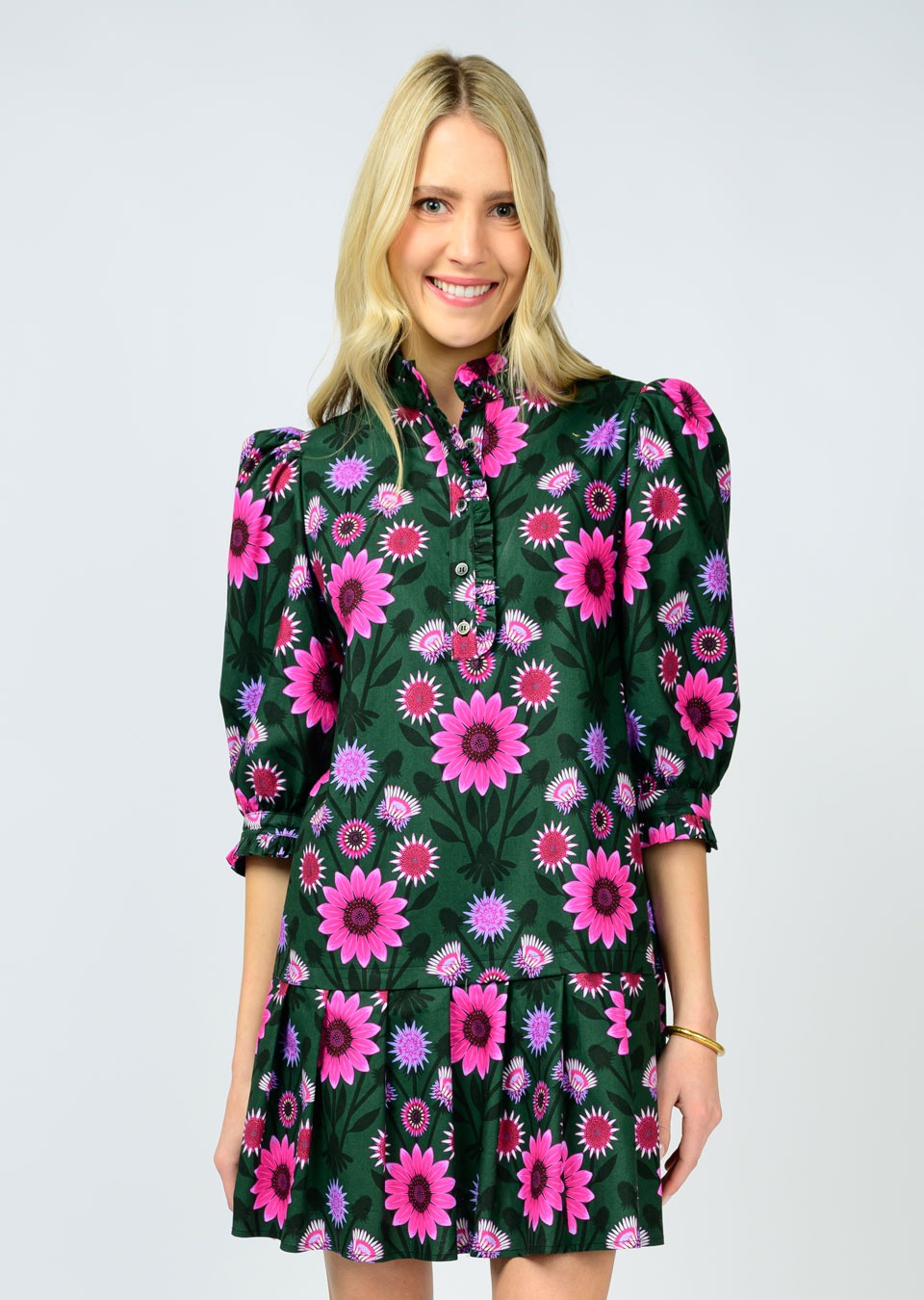 Spruce Pleated Hem Dress