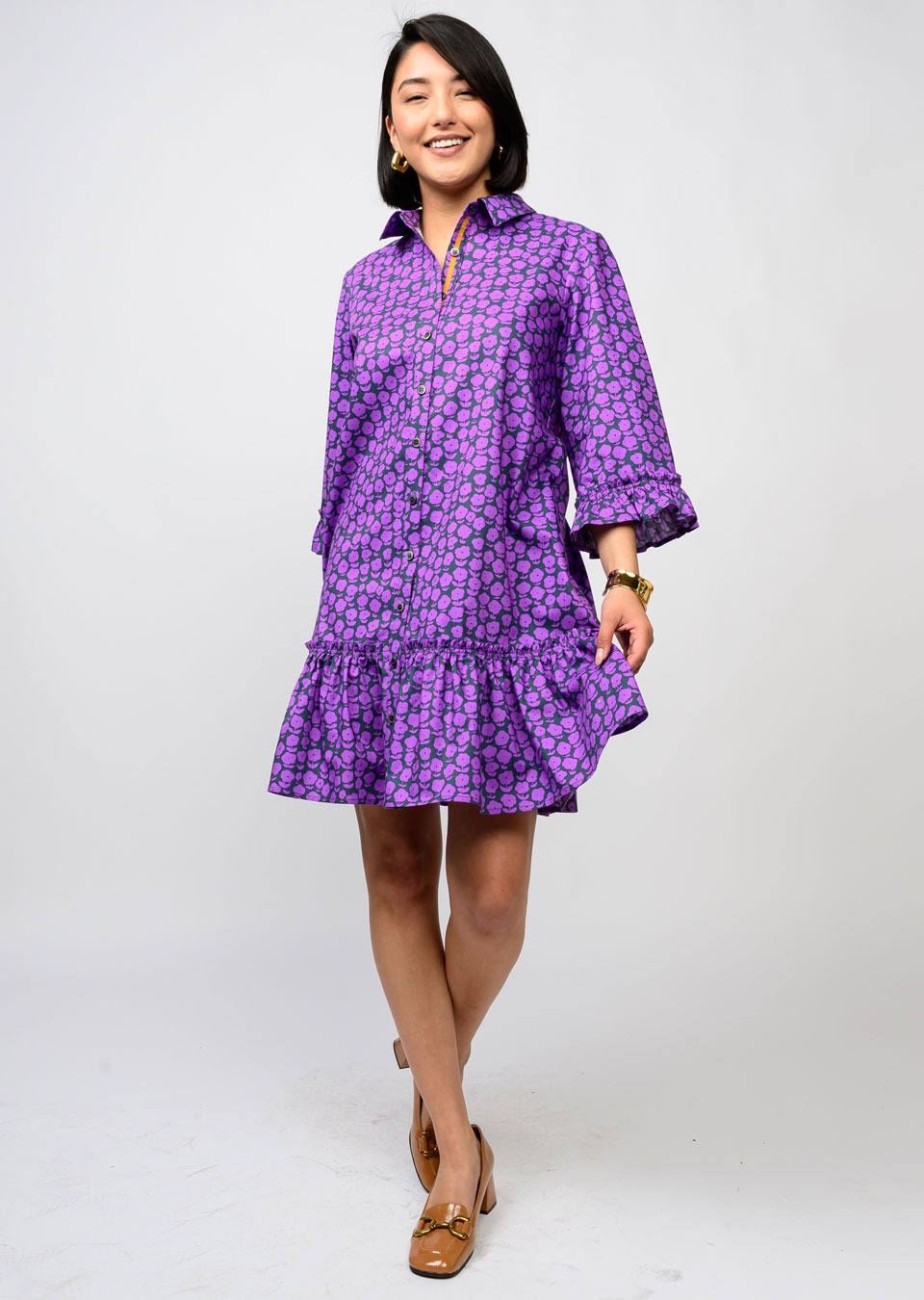 Puffy Navy Daisy Dress