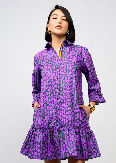 Puffy Navy Daisy Dress