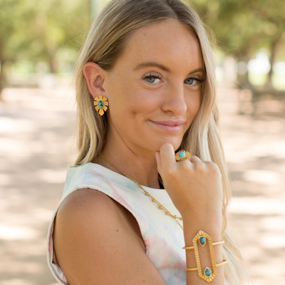 Turquoise Gold & Bold Stud Earrings
