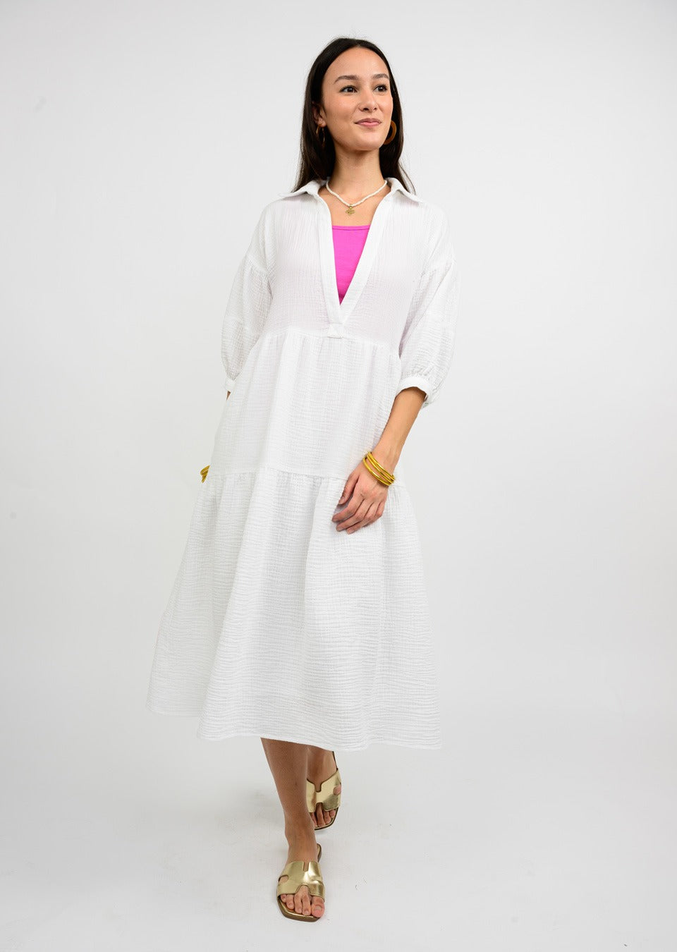 Many Tiers White Dress