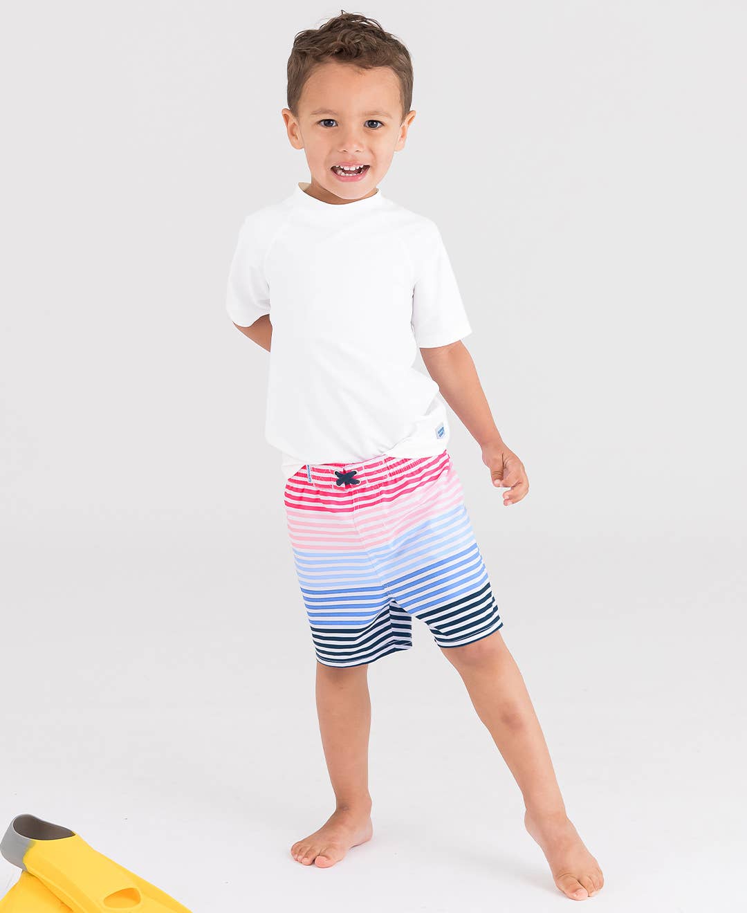 Boys White Short Sleeve Rash Guard