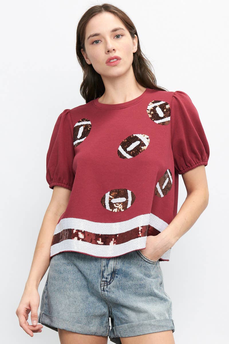 Burgundy GAMEDAY SEQUIN TOP