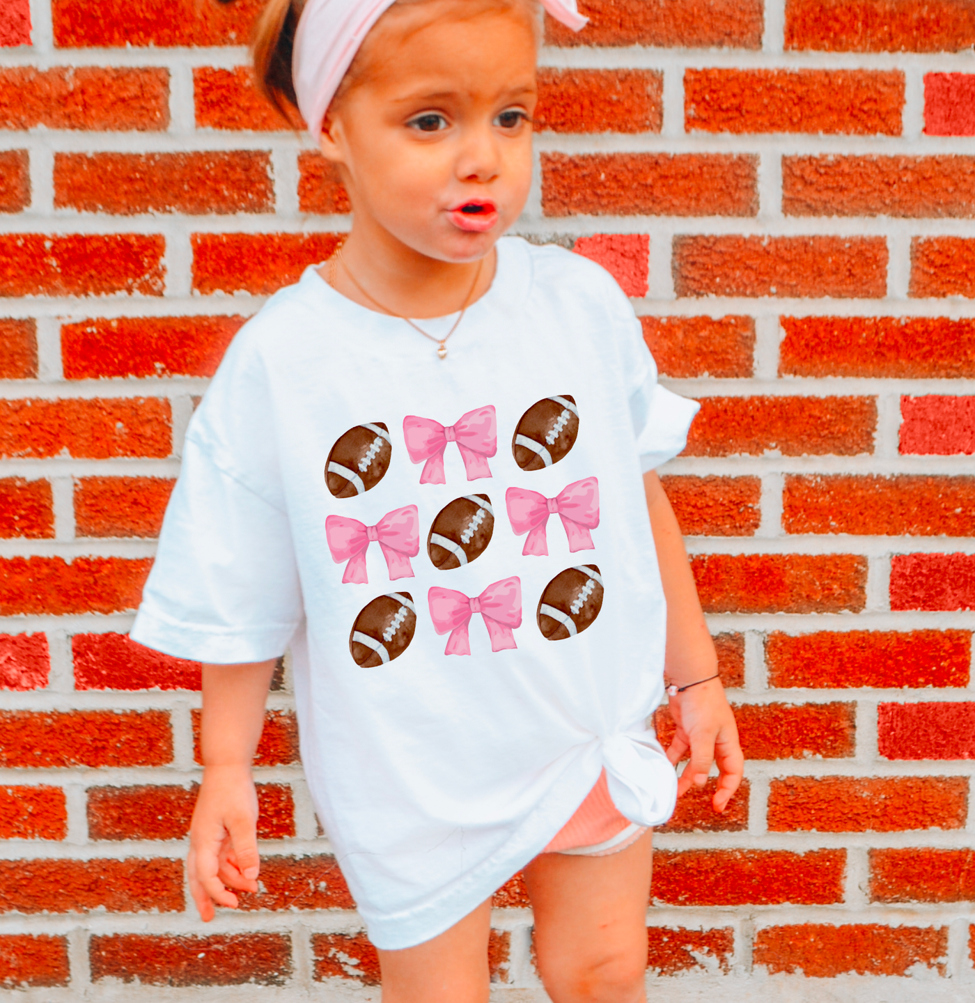 Girls Football Coquette Graphic Tee