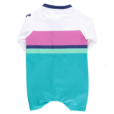 Boys' Aqua Color Block  One Piece Rash Guard