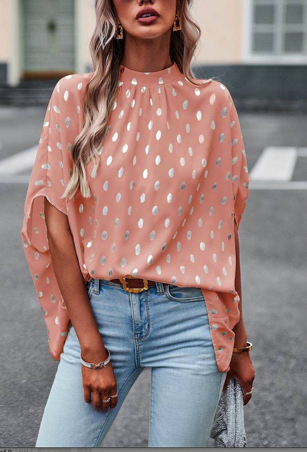 Timeless Pink polka dot blouse