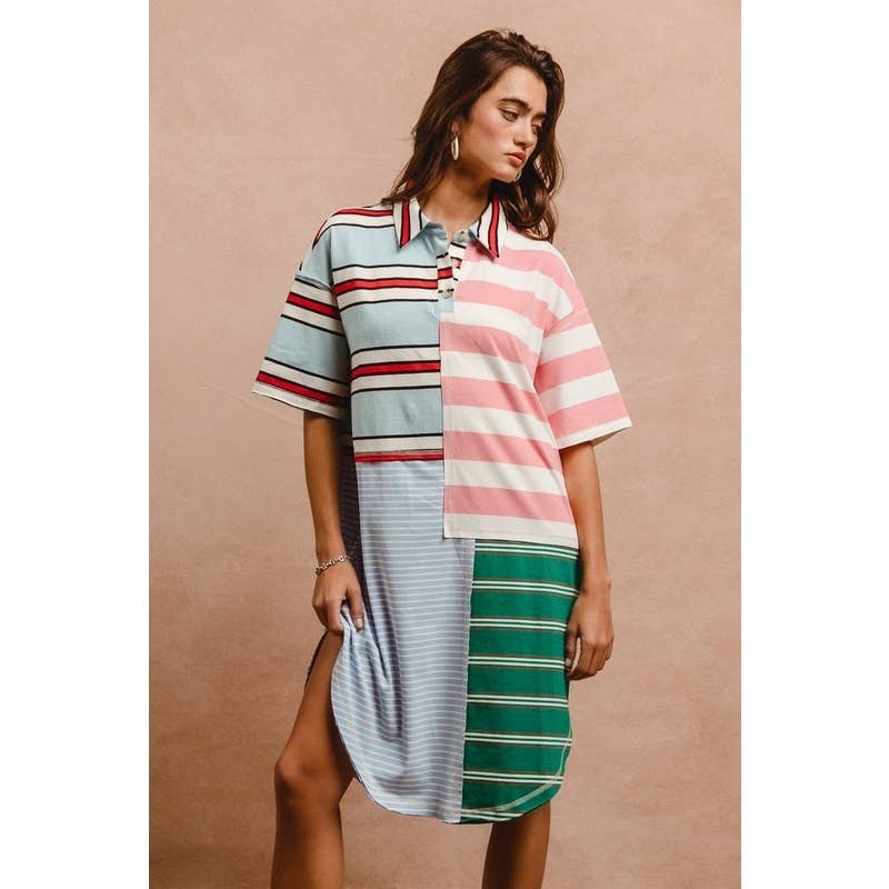 STRIPE COLOR BLOCK DRESS