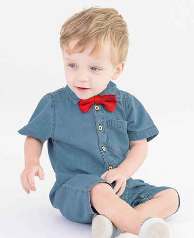 Boys Light Wash Denim Romper